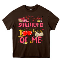 Chocolate Brown my teacher survived 100 days of me Heavy Core Tee - MaliasSmallBusiness
