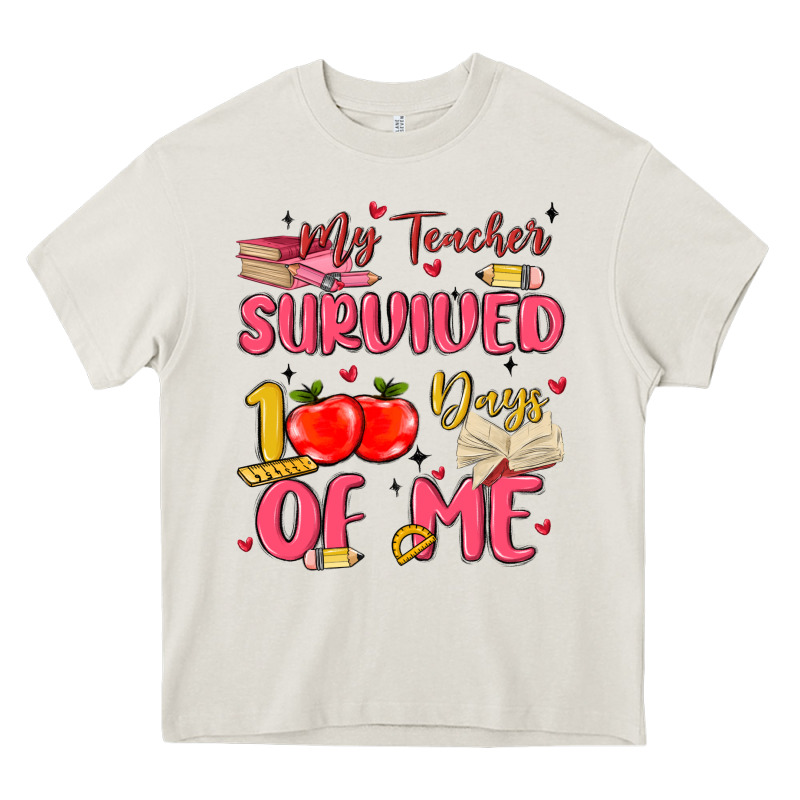 My Teacher Survived 100 Days Of Me Heavy Core Tee by MaliasSmallBusiness | Teevron