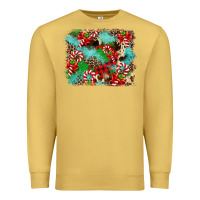 Antique Gold Christmas Plaid Turquoise Glitter Cowhide Premium Sweatshirt - FaDigitalArtStudio