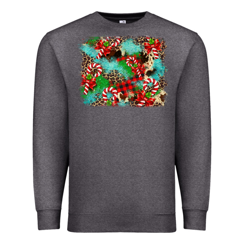 Christmas Plaid Turquoise Glitter Cowhide Premium Sweatshirt by FaDigitalArtStudio | Teevron