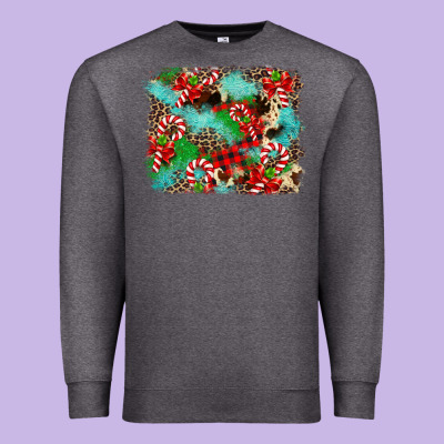 Christmas Plaid Turquoise Glitter Cowhide Premium Sweatshirt Designed By Fadigitalartstudio