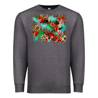 Charcoal Heather Christmas Plaid Turquoise Glitter Cowhide Premium Sweatshirt - FaDigitalArtStudio
