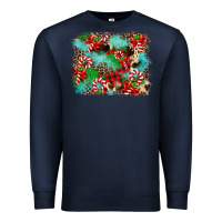 Navy Christmas Plaid Turquoise Glitter Cowhide Premium Sweatshirt - FaDigitalArtStudio