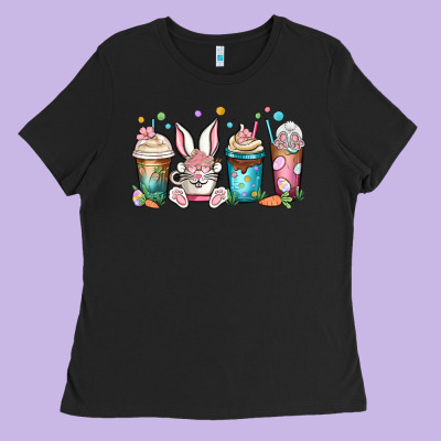 Easter Coffee Cups Ladies Tee Designed By Maliassmallbusiness
