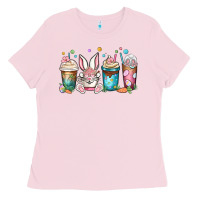 Bubblegum Pink easter coffee cups Ladies Tee - MaliasSmallBusiness