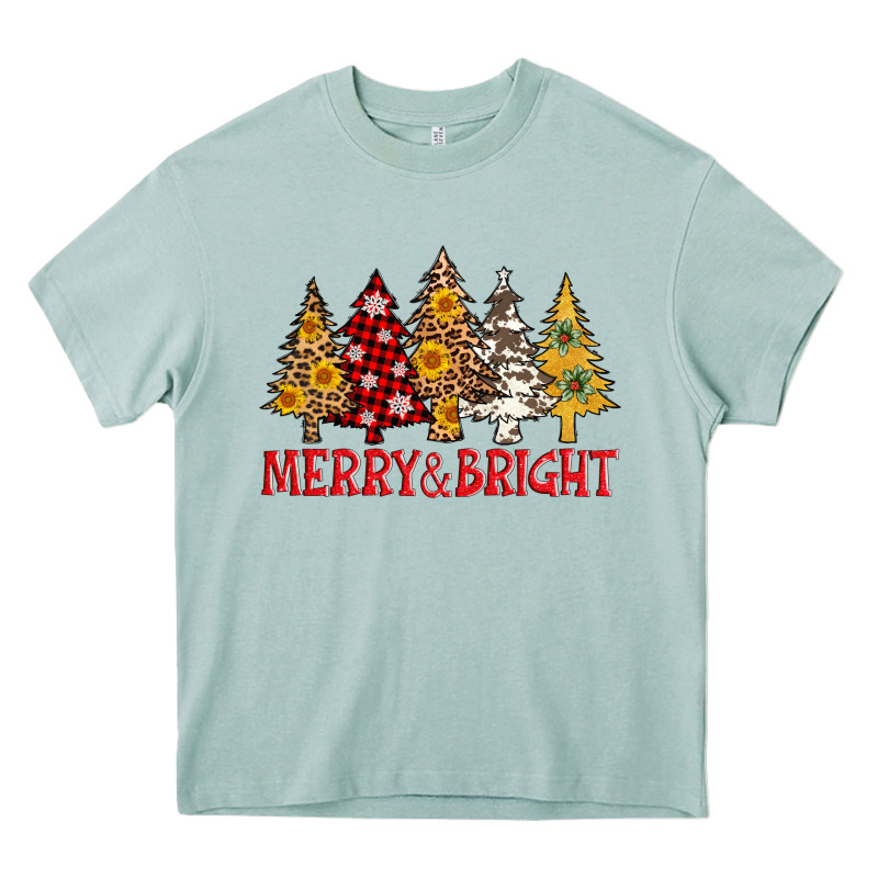 Merry And Bright Leopard Christmas Trees Heavy Core Tee by AdoDesignShop | Teevron