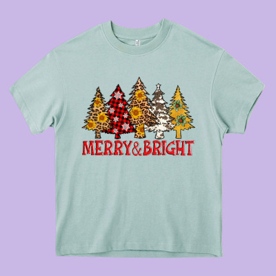 Merry And Bright Leopard Christmas Trees Heavy Core Tee Designed By Adodesignshop