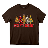 Chocolate Brown merry and bright leopard christmas trees Heavy Core Tee - AdoDesignShop