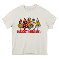 Cream merry and bright leopard christmas trees Heavy Core Tee - AdoDesignShop