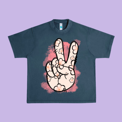 Floral Peace Sign Urban Heavy Tee Designed By Jasminsmagicworld