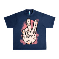 Navy Floral Peace Sign Urban Heavy Tee - Jasminsmagicworld