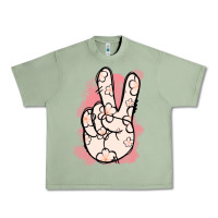 Oil Green Floral Peace Sign Urban Heavy Tee - Jasminsmagicworld