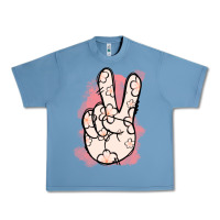 Pebble Blue Floral Peace Sign Urban Heavy Tee - Jasminsmagicworld