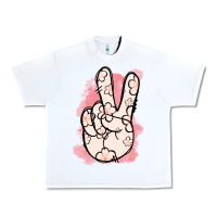 White Floral Peace Sign Urban Heavy Tee - Jasminsmagicworld