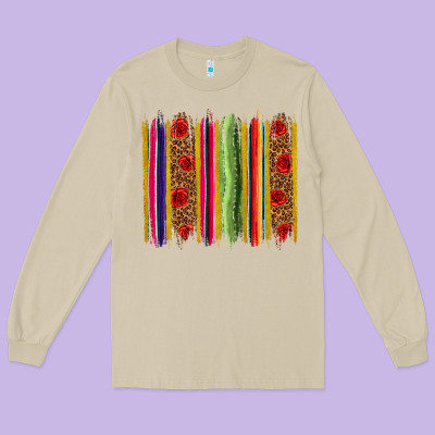 Mexico Serape Brushstroke Long Sleeve Tee Designed By Texasbilliewilder