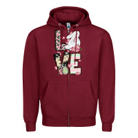 Burgundy Love Easter bunny Zipper Hoodie - OliviaCreatesArt