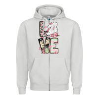 Dove Grey Love Easter bunny Zipper Hoodie - OliviaCreatesArt