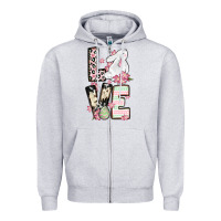 Heather Grey Love Easter bunny Zipper Hoodie - OliviaCreatesArt