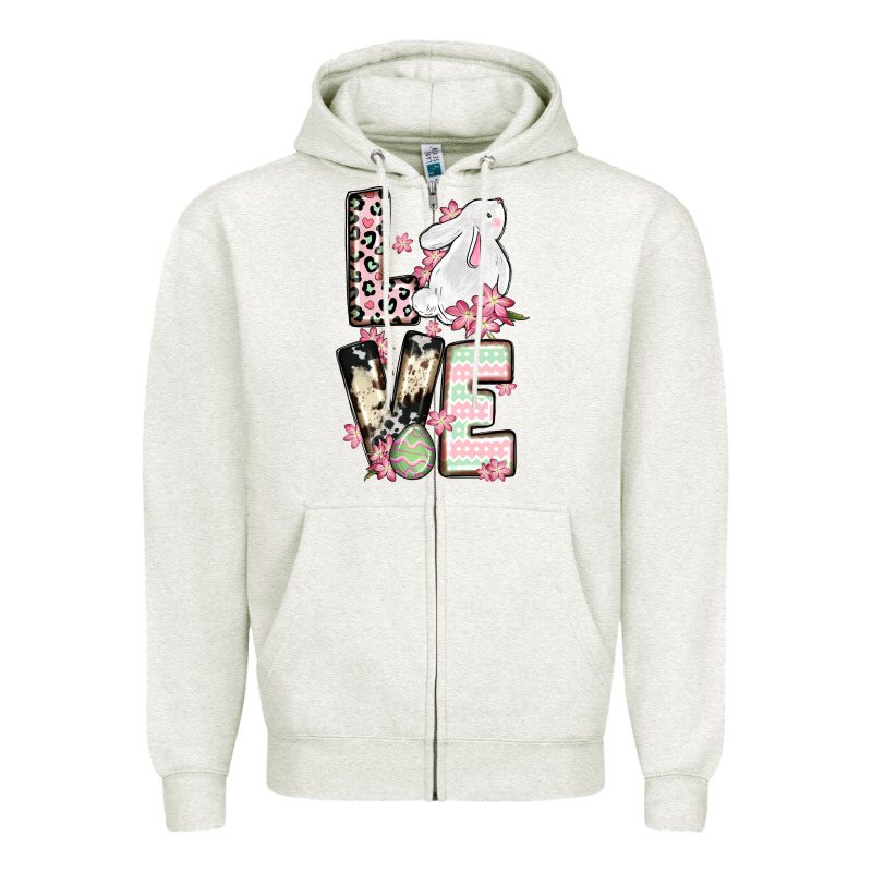 Love Easter Bunny Zipper Hoodie by OliviaCreatesArt | Teevron