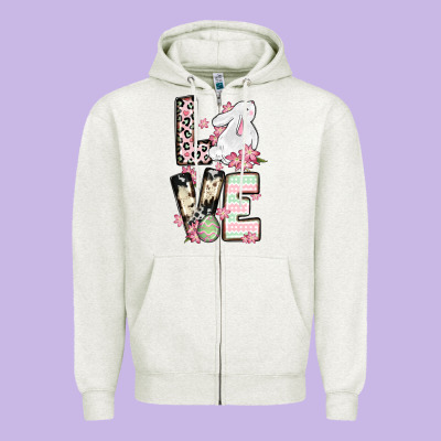 Love Easter Bunny Zipper Hoodie Designed By Oliviacreatesart