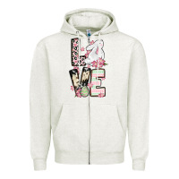 Oatmeal Heather Love Easter bunny Zipper Hoodie - OliviaCreatesArt