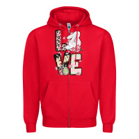 Red Love Easter bunny Zipper Hoodie - OliviaCreatesArt