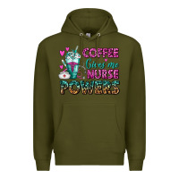 Army Green Coffee Gives Me Nurse Powers Premium Hoodie - FaDigitalArtStudio