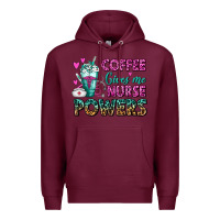 Burgundy Coffee Gives Me Nurse Powers Premium Hoodie - FaDigitalArtStudio