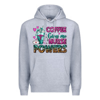 Heather Grey Coffee Gives Me Nurse Powers Premium Hoodie - FaDigitalArtStudio