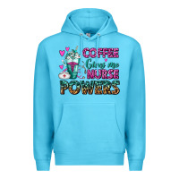 Ocean Blue Coffee Gives Me Nurse Powers Premium Hoodie - FaDigitalArtStudio
