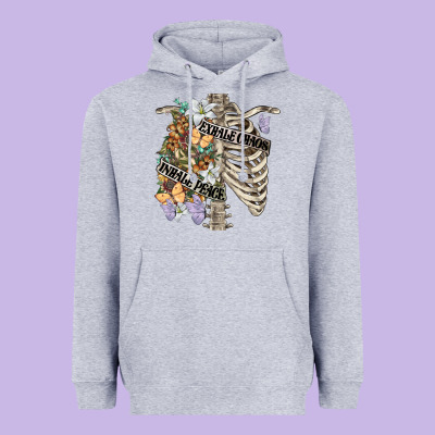 Inhale Peace Exhale Chaos Chest Heavyweight Hoodie Designed By Fadigitalartstudio
