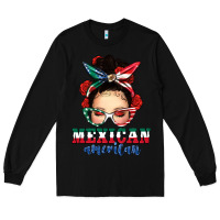 Black Mexican American Messy Bun Long Sleeve Tee - texasbilliewilder