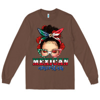 Chestnut Mexican American Messy Bun Long Sleeve Tee - texasbilliewilder