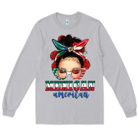 Moon Dust Mexican American Messy Bun Long Sleeve Tee - texasbilliewilder