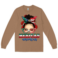 Toasted Coconut Mexican American Messy Bun Long Sleeve Tee - texasbilliewilder