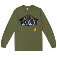 Army Green Senior 2023 graduation png sublimation design down Long Sleeve Tee - RanaPortraitStore