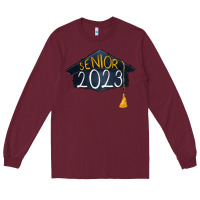 Burgundy Senior 2023 graduation png sublimation design down Long Sleeve Tee - RanaPortraitStore