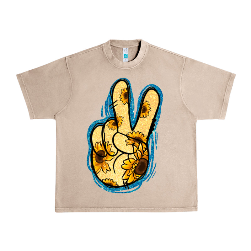 Yellow Glitter Sunflower Peace Sign Urban Heavy Tee by Jasminsmagicworld | Teevron