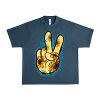 Midnight Navy Yellow Glitter Sunflower Peace Sign Urban Heavy Tee - Jasminsmagicworld