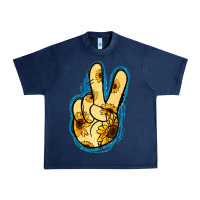Navy Yellow Glitter Sunflower Peace Sign Urban Heavy Tee - Jasminsmagicworld