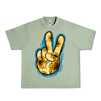 Oil Green Yellow Glitter Sunflower Peace Sign Urban Heavy Tee - Jasminsmagicworld