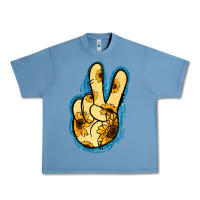 Pebble Blue Yellow Glitter Sunflower Peace Sign Urban Heavy Tee - Jasminsmagicworld