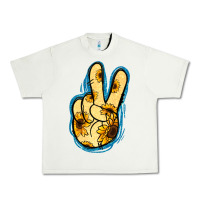 Pistachio Yellow Glitter Sunflower Peace Sign Urban Heavy Tee - Jasminsmagicworld