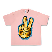 Salmon Yellow Glitter Sunflower Peace Sign Urban Heavy Tee - Jasminsmagicworld