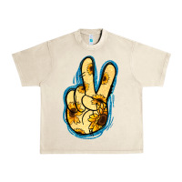 Sandshell Yellow Glitter Sunflower Peace Sign Urban Heavy Tee - Jasminsmagicworld