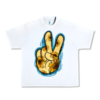 White Yellow Glitter Sunflower Peace Sign Urban Heavy Tee - Jasminsmagicworld