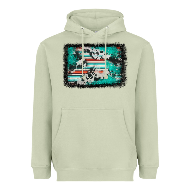 Western Serape Cowhide Turquoise Glitter Heavyweight Hoodie by FaDigitalArtStudio | Teevron