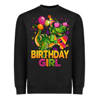 Black 4th birthday girl t rex pink Heavyweight Sweatshirt - CowGirlArtShop