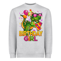 4th Birthday Girl T Rex Pink Heavyweight Sweatshirt | Teevron
