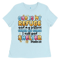 God Is My Refuge And My Fortress Under His Wings Ladies Tee | Teevron